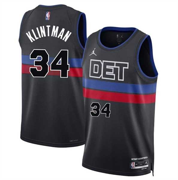 Men%27s Detroit Pistons #34 Bobi Klintman Black 2024 Statement Edition Stitched Jersey Dzhi->golden state warriors->NBA Jersey